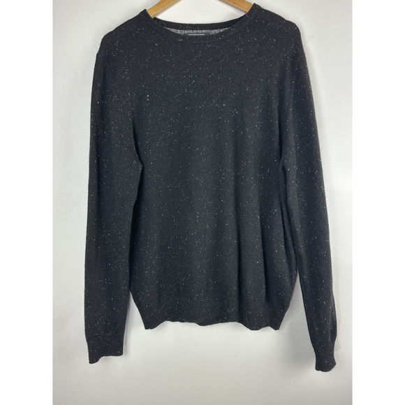 Nordstrom Men's Shop 100% Cashmere LS Crew Neck Sweater Black Speckled Medium - Picture 10 of 12